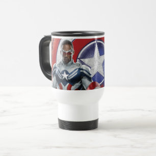 Captain America Holding Shiled With Wings Down Travel Mug