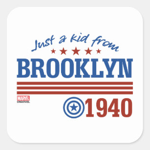 Captain America   Just A Kid From Brooklyn Square Sticker