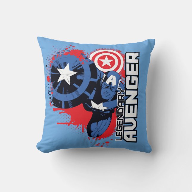 Captain America Legendary Avenger Throw Pillow (Front)