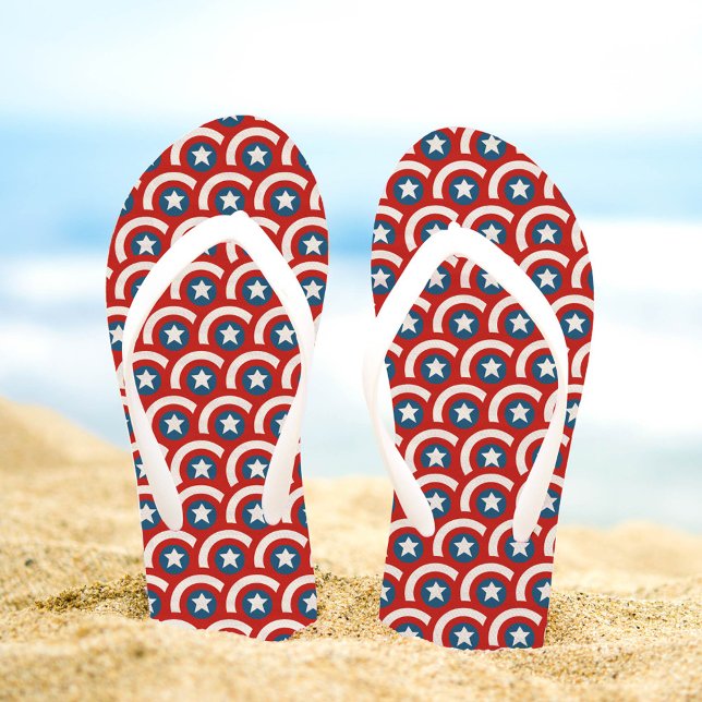 Captain America Overlapping Shield Pattern Flip Flops (Creator Uploaded)