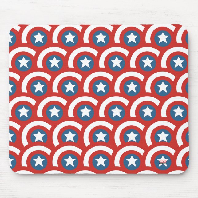 Captain America Overlapping Shield Pattern Mouse Pad (Front)