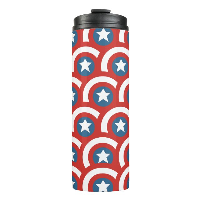 Captain America Overlapping Shield Pattern Thermal Tumbler (Front)