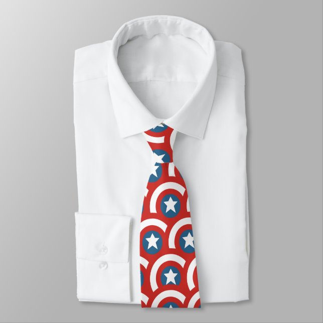 Captain America Overlapping Shield Pattern Tie (Tied)