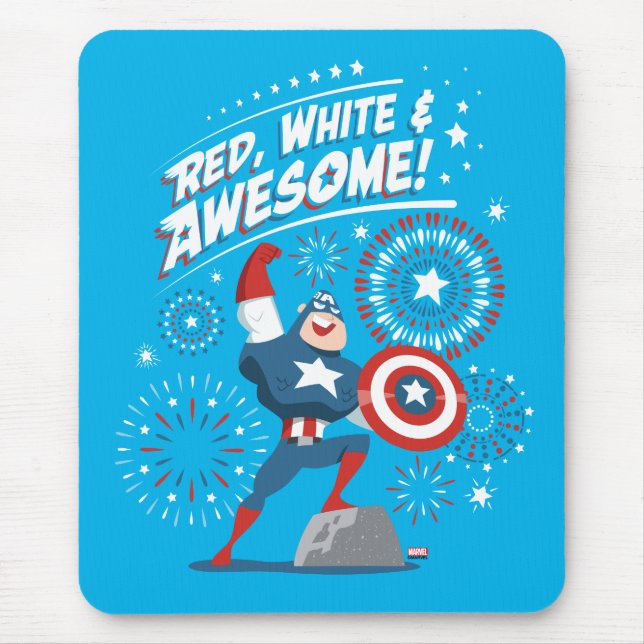 Captain America "Red, White, & Awesome!" Mouse Pad (Front)