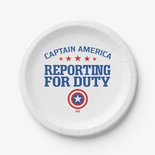 Captain America | Reporting For Duty Paper Plate (Front)