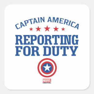 Captain America   Reporting For Duty Square Sticker