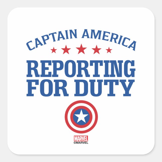 Captain America | Reporting For Duty Square Sticker (Front)