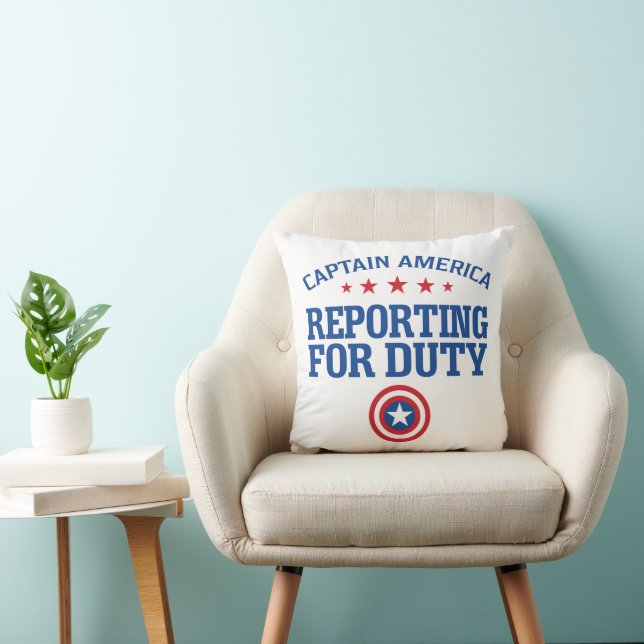 Captain America | Reporting For Duty Throw Pillow (Chair)