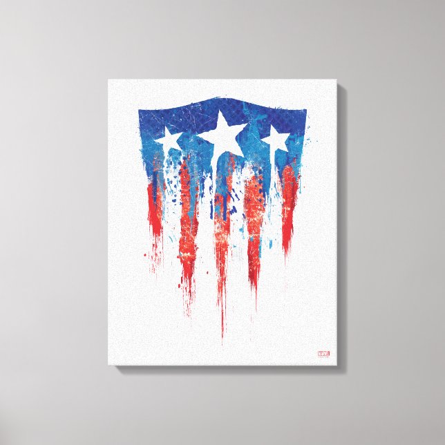 Captain America Retro Shield Paint Brush Strokes Canvas Print (Front)