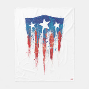 Captain America Retro Shield Paint Brush Strokes Fleece Blanket