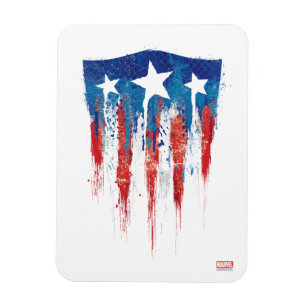 Captain America Retro Shield Paint Brush Strokes Magnet