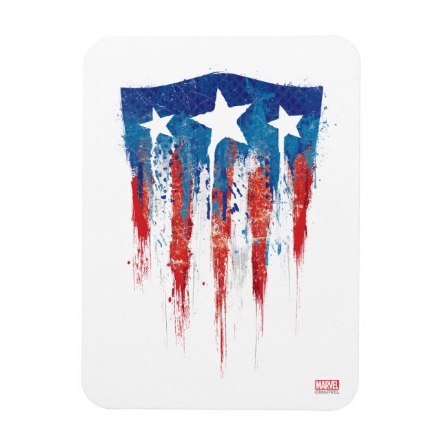 Captain America Retro Shield Paint Brush Strokes Magnet (Vertical)
