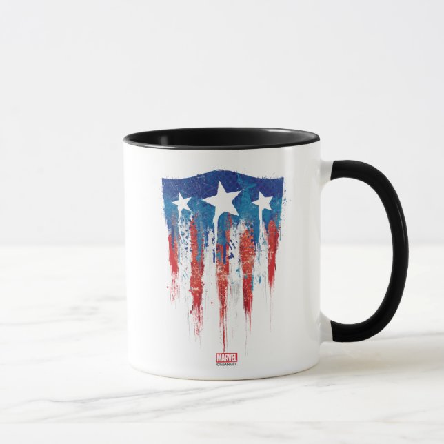 Captain America Retro Shield Paint Brush Strokes Mug (Right)