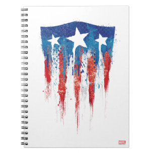Captain America Retro Shield Paint Brush Strokes Notebook