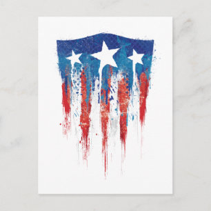 Captain America Retro Shield Paint Brush Strokes Postcard