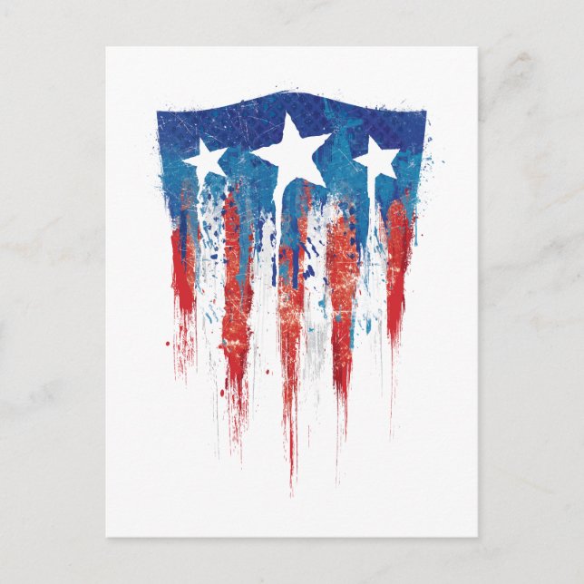 Captain America Retro Shield Paint Brush Strokes Postcard (Front)