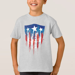 Captain America Retro Shield Paint Brush Strokes T-Shirt