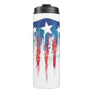 Captain America Retro Shield Paint Brush Strokes Thermal Tumbler