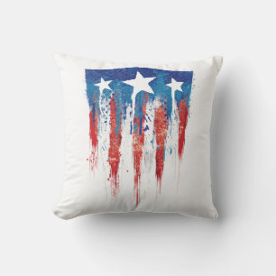 Captain America Retro Shield Paint Brush Strokes Throw Pillow