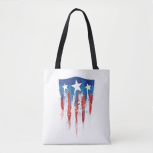 Captain America Retro Shield Paint Brush Strokes Tote Bag