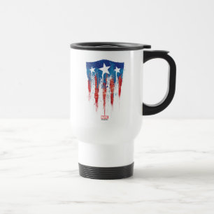 Captain America Retro Shield Paint Brush Strokes Travel Mug