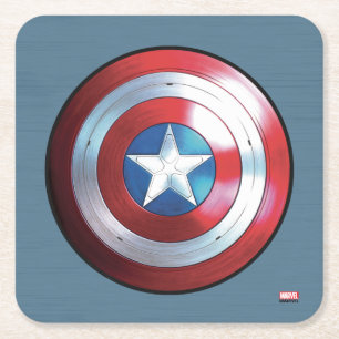 Captain America Shield Badge Square Paper Coaster