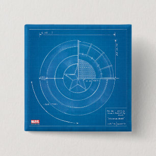 Captain America Shield Blueprint 2 Inch Square Button