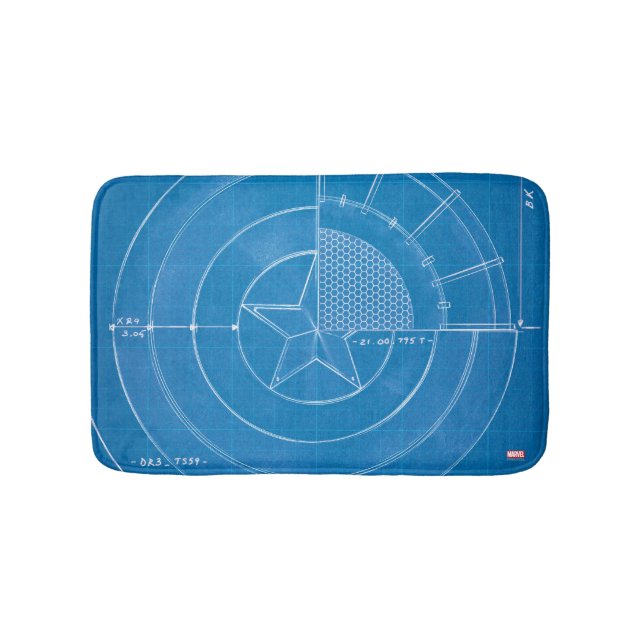 Captain America Shield Blueprint Bath Mat (Front)