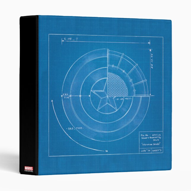 Captain America Shield Blueprint Binder (Front/Spine)
