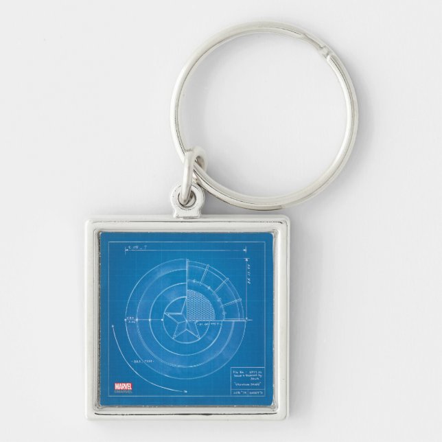 Captain America Shield Blueprint Keychain (Front)