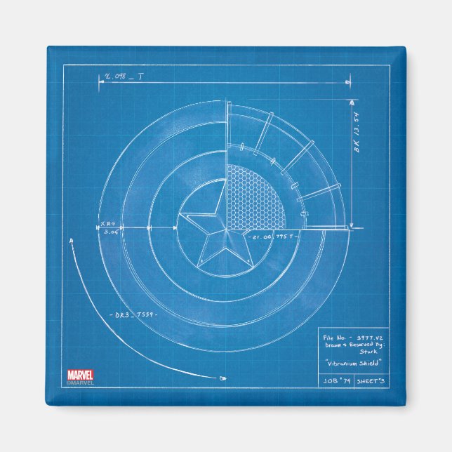 Captain America Shield Blueprint Magnet (Front)