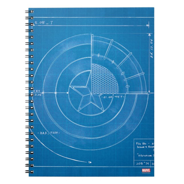 Captain America Shield Blueprint Notebook (Front)
