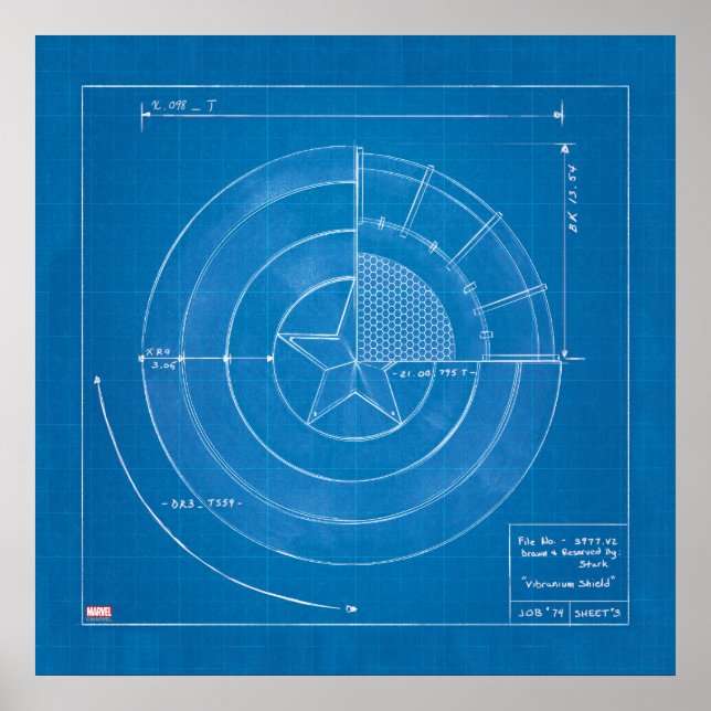 Captain America Shield Blueprint Poster (Front)