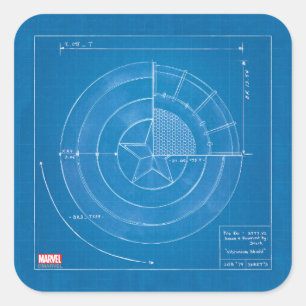 Captain America Shield Blueprint Square Sticker