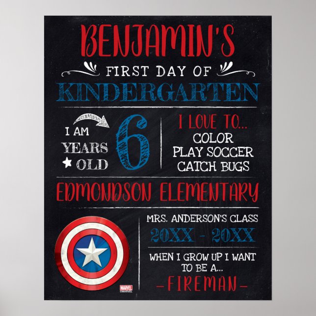 Captain America Shield First or Last Day of School Poster (Front)