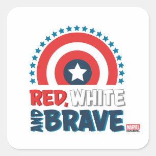 Captain America Shield "Red, White, & Brave" Square Sticker