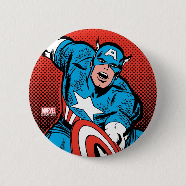 Captain America Shield Slam 2 Inch Round Button (Front)