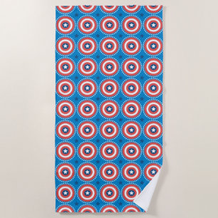 Captain America Shield & Stars Pattern Beach Towel