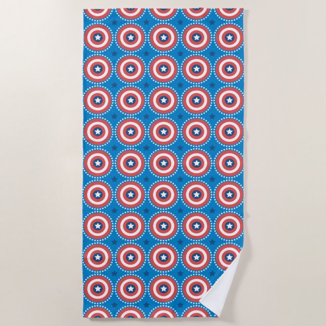 Captain America Shield & Stars Pattern Beach Towel (Front)