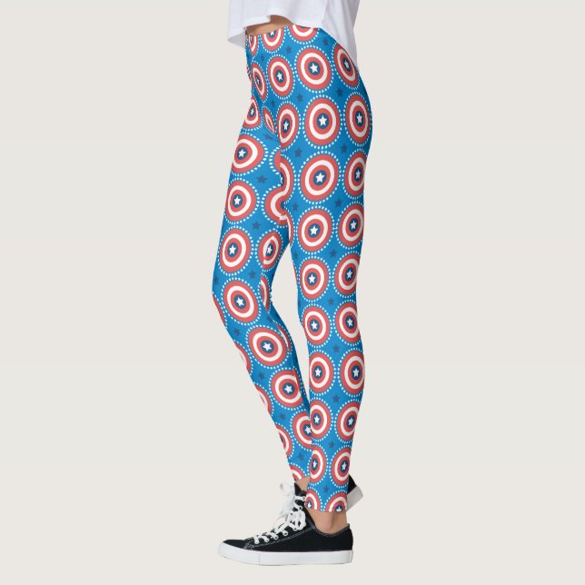 Captain America Shield & Stars Pattern Leggings (Left)