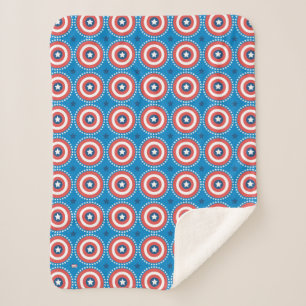 Captain America Shield & Stars Pattern Sherpa Blanket