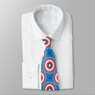 Captain America Shield & Stars Pattern Tie