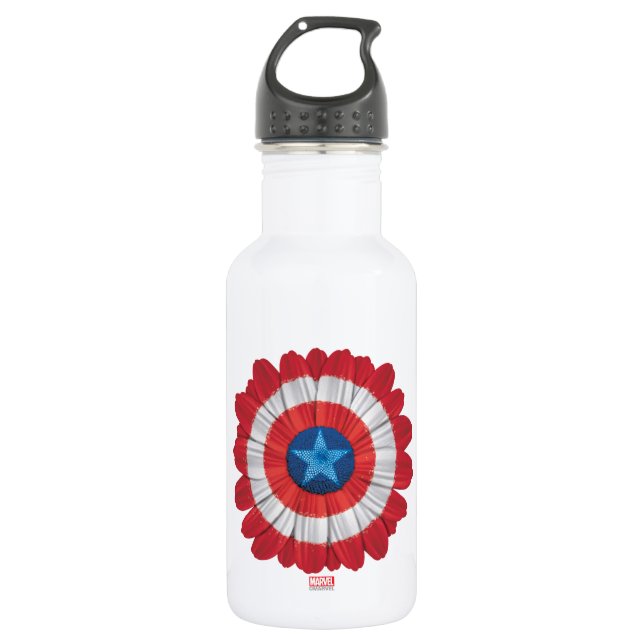 Captain America Shield Styled Daisy Flower 532 Ml Water Bottle (Front)