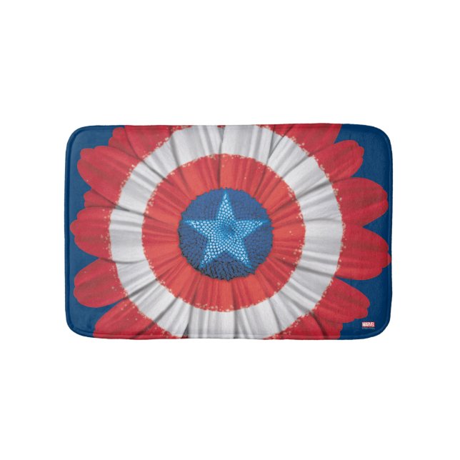 Captain America Shield Styled Daisy Flower Bath Mat (Front)