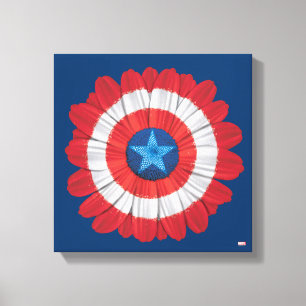 Captain America Shield Styled Daisy Flower Canvas Print