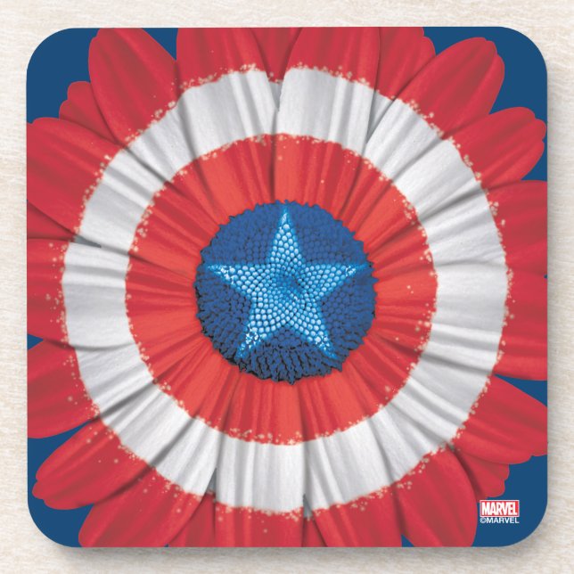Captain America Shield Styled Daisy Flower Coaster (Front)