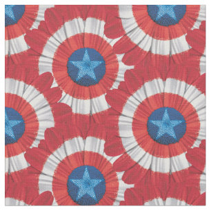Captain America Shield Styled Daisy Flower Fabric