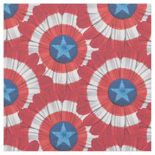 Captain America Shield Styled Daisy Flower Fabric (Close Up)