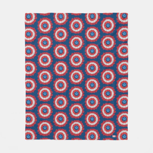 Captain America Shield Styled Daisy Flower Fleece Blanket (Front)