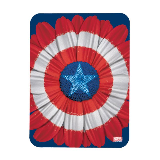 Captain America Shield Styled Daisy Flower Magnet (Vertical)